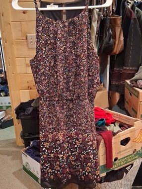 Maurices Floral Mini Dress in Black with Burgundy and Mustard